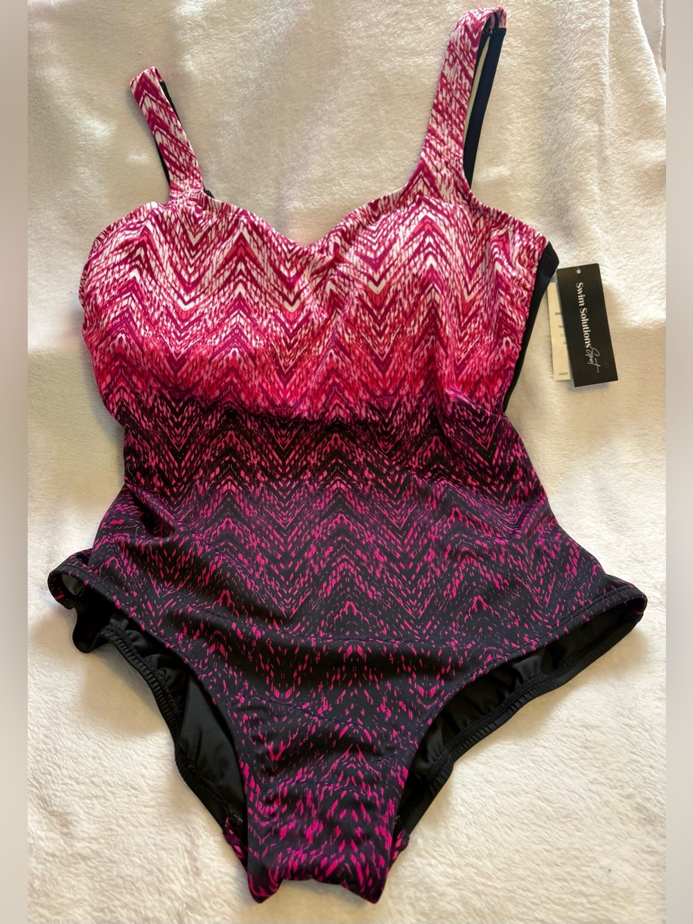 Swim Solutions Pink and Black Zigzag Kids One-Piece